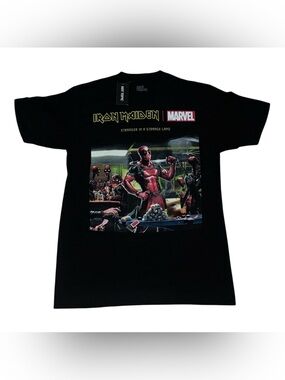 Hot Topic Black Iron Maiden x Marvel Deadpool Graphic Tee